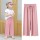 [Hochelastische Hose mit weitem Bein aus Eisseide] Rosa 