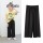 [Hochelastische Hose mit weitem Bein aus Eisseide] Schwarz 