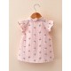 Baby-Mädchen-Sommer-Hemd mit Blumenstickerei, ärmellos – stilvolle Baumwoll-Musselin-Bluse für Babys (eine Größe kleiner)