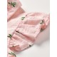 Baby-Mädchen-Sommer-Hemd mit Blumenstickerei, ärmellos – stilvolle Baumwoll-Musselin-Bluse für Babys (eine Größe kleiner)