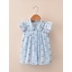 Baby-Mädchen-Sommer-Hemd mit Blumenstickerei, ärmellos – stilvolle Baumwoll-Musselin-Bluse für Babys (eine Größe kleiner)
