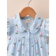 Baby-Mädchen-Sommer-Hemd mit Blumenstickerei, ärmellos – stilvolle Baumwoll-Musselin-Bluse für Babys (eine Größe kleiner)