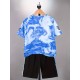 Ultra-atmungsaktives Batik-Sportset für Jungen, 2-teilig – schnell trocknendes Kurzarm-T-Shirt und bequeme Shorts mit RUN-Aufdruck – perfekte Sommerkleidung für stilvolle Kinder