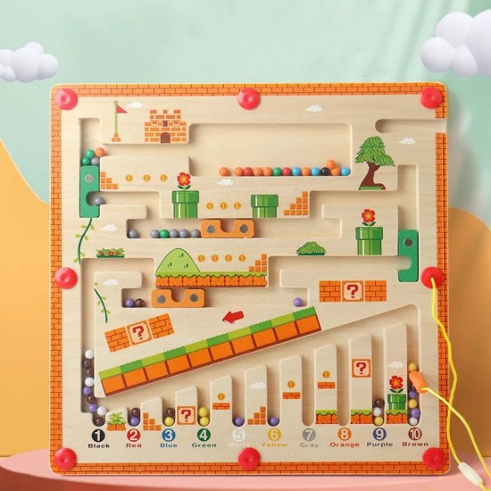 Magnetisches Zahlenlabyrinth – Montessori-Spielzeug – für Kinder ab 3 Jahren – Holzpuzzle-Aktivitätsbrett