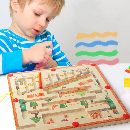 Magnetisches Zahlenlabyrinth – Montessori-Spielzeug – für Kinder ab 3 Jahren – Holzpuzzle-Aktivitätsbrett