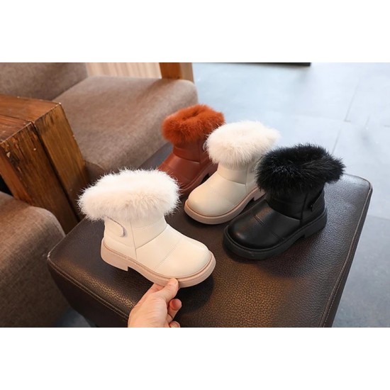 Solid Color New British Style Girls Casual Boots Plush Winter Soft Baby Boys Short Boots Kids Shoes Children Drop Shipping
