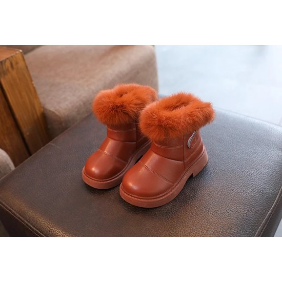 Solid Color New British Style Girls Casual Boots Plush Winter Soft Baby Boys Short Boots Kids Shoes Children Drop Shipping