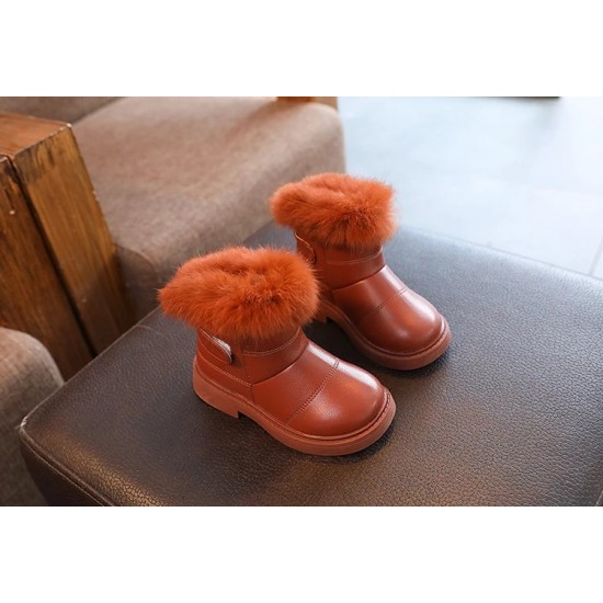 Solid Color New British Style Girls Casual Boots Plush Winter Soft Baby Boys Short Boots Kids Shoes Children Drop Shipping