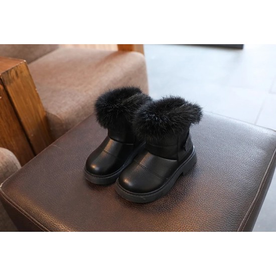 Solid Color New British Style Girls Casual Boots Plush Winter Soft Baby Boys Short Boots Kids Shoes Children Drop Shipping