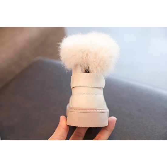 Solid Color New British Style Girls Casual Boots Plush Winter Soft Baby Boys Short Boots Kids Shoes Children Drop Shipping