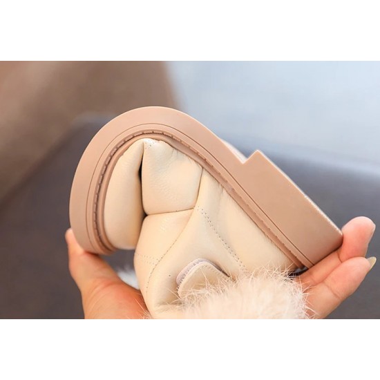 Solid Color New British Style Girls Casual Boots Plush Winter Soft Baby Boys Short Boots Kids Shoes Children Drop Shipping