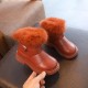 Solid Color New British Style Girls Casual Boots Plush Winter Soft Baby Boys Short Boots Kids Shoes Children Drop Shipping