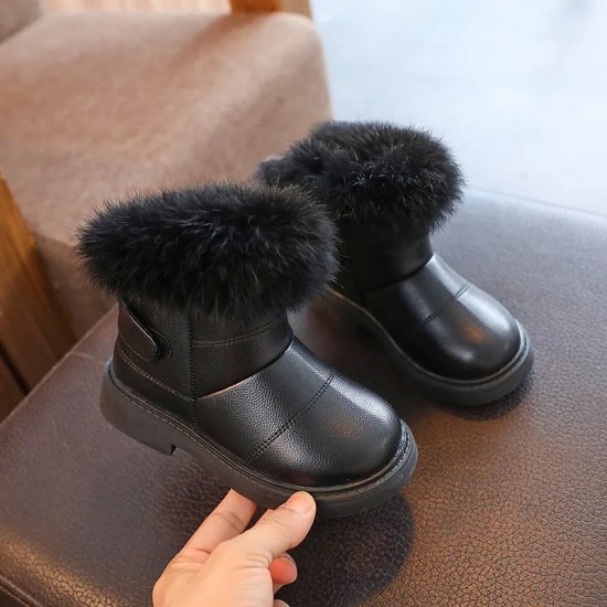 Solid Color New British Style Girls Casual Boots Plush Winter Soft Baby Boys Short Boots Kids Shoes Children Drop Shipping