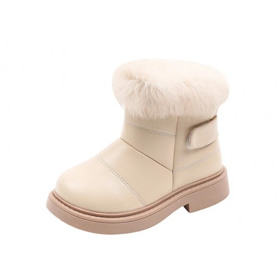 Solid Color New British Style Girls Casual Boots Plush Winter Soft Baby Boys Short Boots Kids Shoes Children Drop Shipping