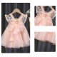 Summer pleated lace dress for children girls clothes butterfly stitching solid color mesh dress party princess dress
