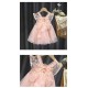 Summer pleated lace dress for children girls clothes butterfly stitching solid color mesh dress party princess dress