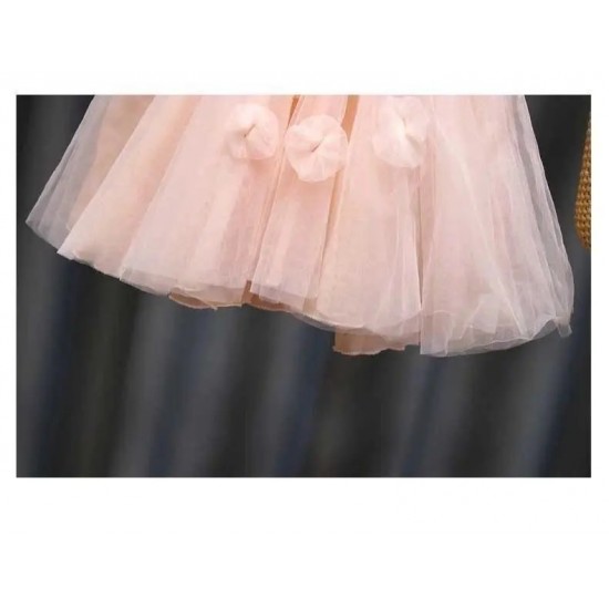 Summer pleated lace dress for children girls clothes butterfly stitching solid color mesh dress party princess dress