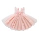 Summer pleated lace dress for children girls clothes butterfly stitching solid color mesh dress party princess dress