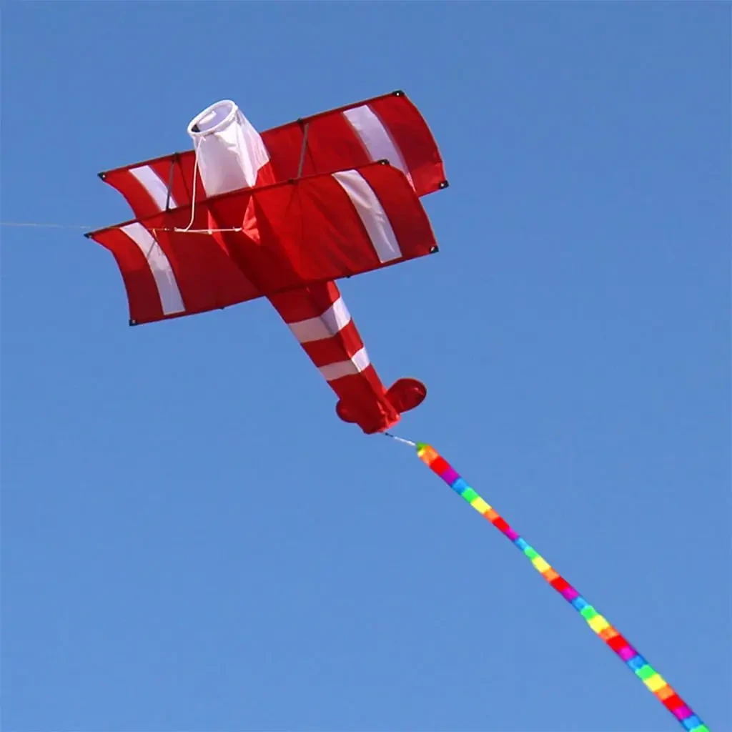 Biplane Kites with Line Board & Line Easy to Fly Plane Kite for Kids Adults