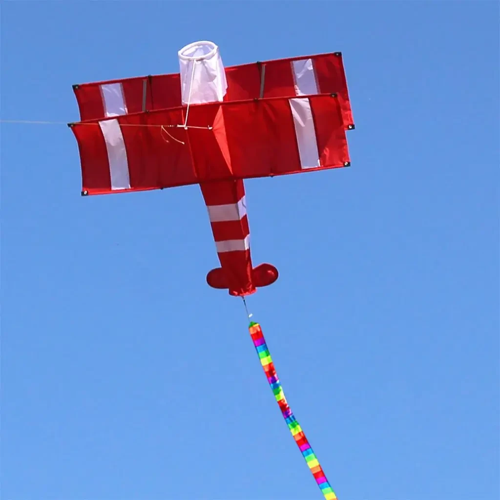 Biplane Kites with Line Board & Line Easy to Fly Plane Kite for Kids Adults
