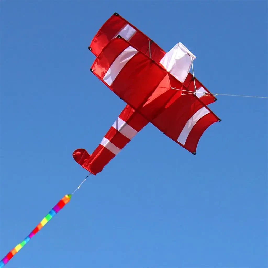 Biplane Kites with Line Board & Line Easy to Fly Plane Kite for Kids Adults