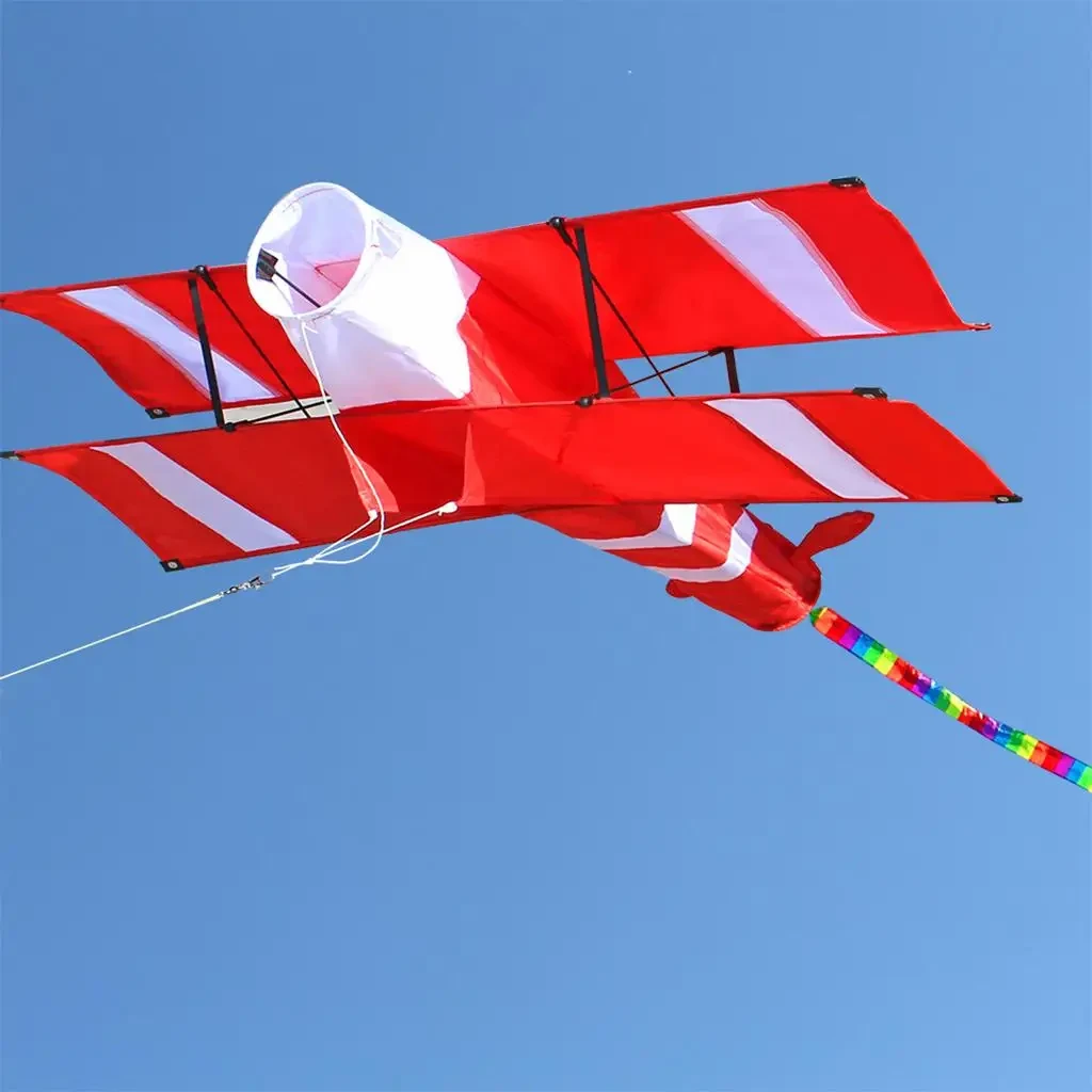 Biplane Kites with Line Board & Line Easy to Fly Plane Kite for Kids Adults